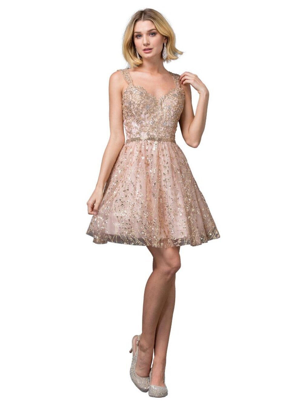 NEW ROSE-GOLD Evening Gown Floor Length Formal Elegant Stunning 3222